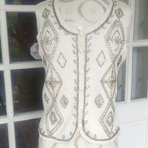 Vintage Worthington Beaded Sweater Vest size Small
